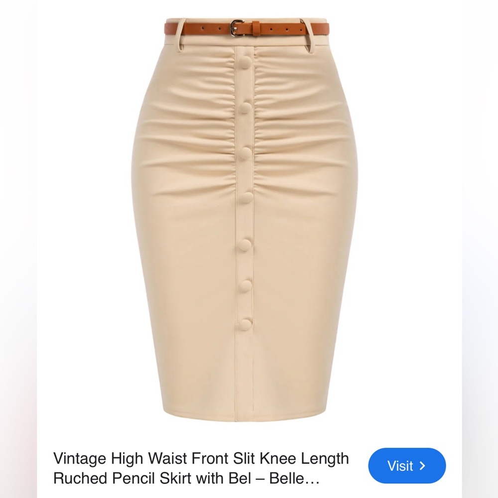 BELLE POGUE NEW  Beige Button-Down Pencil Skirt SIZE X-LARGE